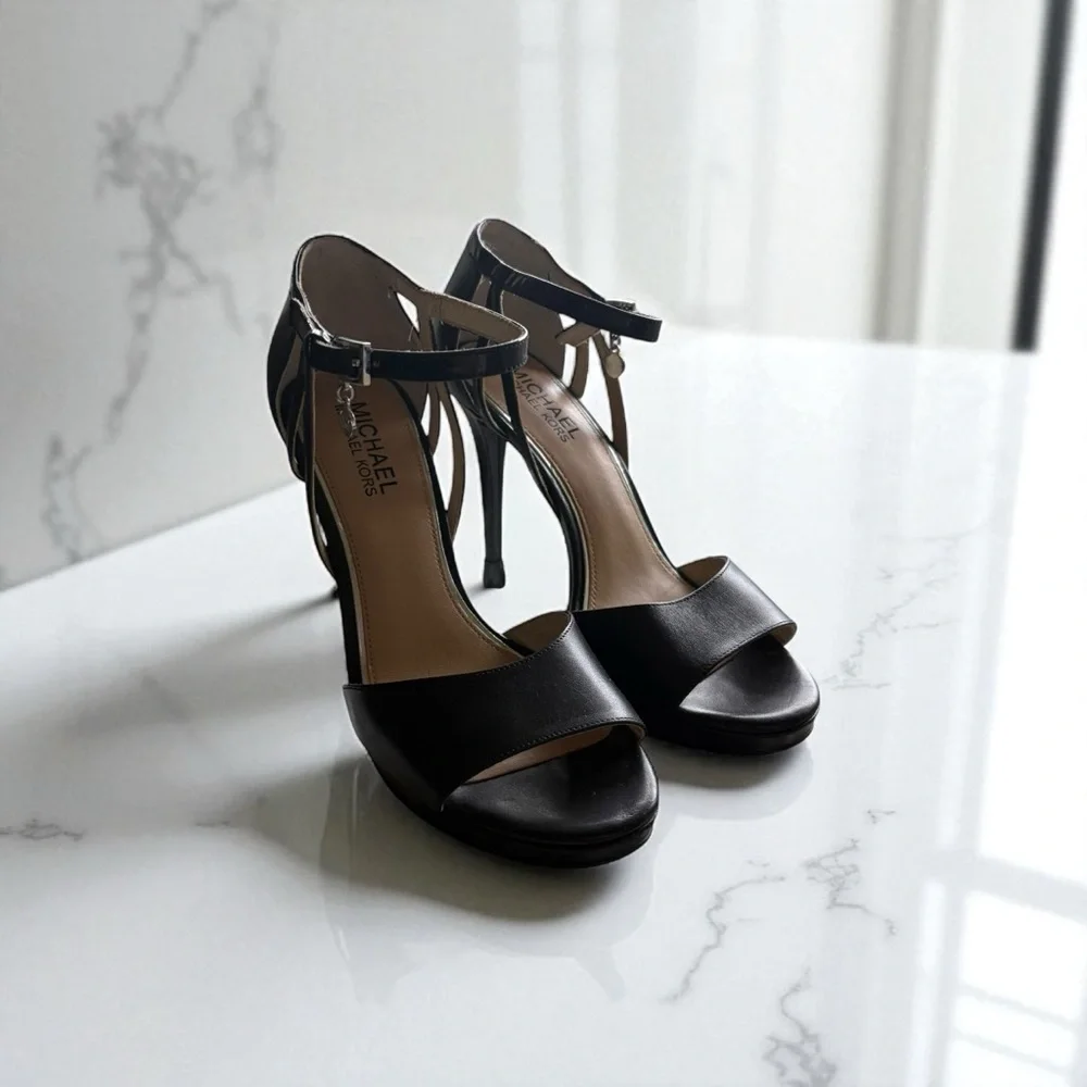 Michael Kors Black Open-Toe Heels